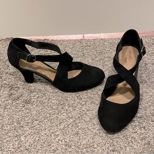 Dexflex Comfort Black Strap Heels
